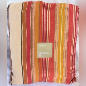 Crate & Barrel Cesena Stripe 100% Cotton Tablecloth sz 60” x 90”